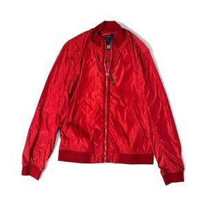 Rare CLASS Roberto Cavalli Men Red  Bomber Jacket‎ 40 L ightweight Full Zip